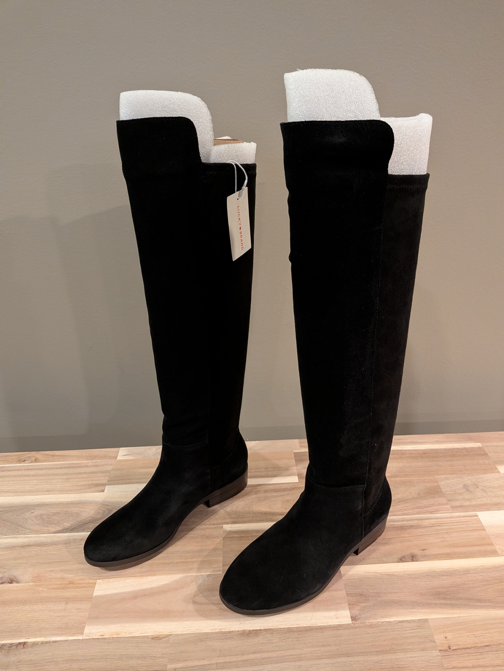 Lucky Brand Calypso Suede Black Wide Calf Women's 5.5 NWT